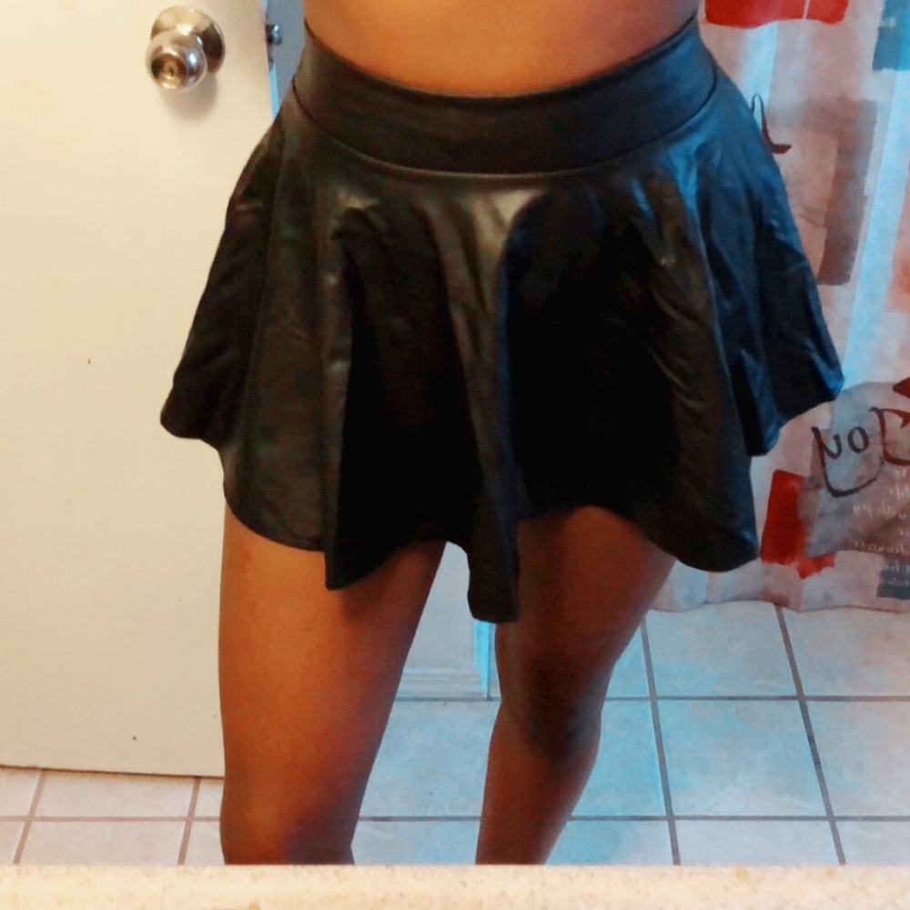 black mini skater skirt